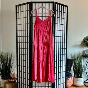Torrid Hot Pink Flowy Maxi Dress Size 2 Spaghetti Strap